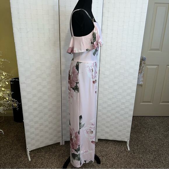 Leith Women’s Pink Silver Rose Floral Jumpsuit Size Medium Chic Flirty Floral - Picture 15 of 15
